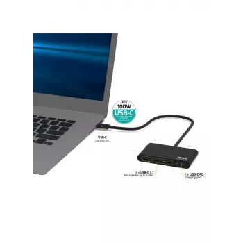USB šakotuvas Port Designs 900147 USB Type-C 5000 Mbit/s Juoda
