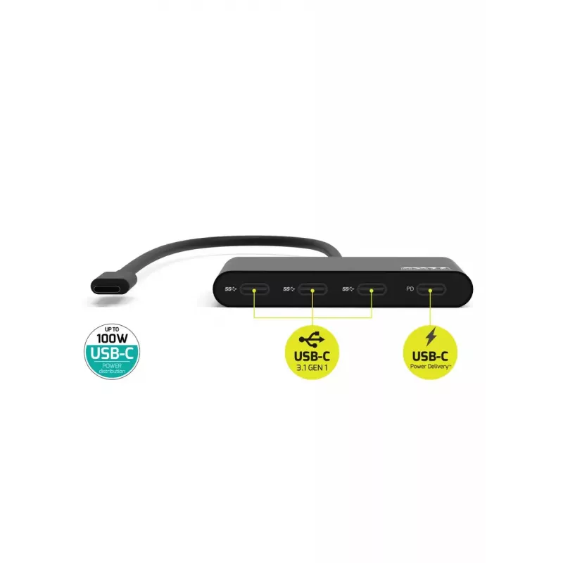 USB šakotuvas Port Designs 900147 USB Type-C 5000 Mbit/s Juoda