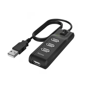 Hama 00200118 sąsajos šakotuvas USB 2.0 480 Mbit/s juoda