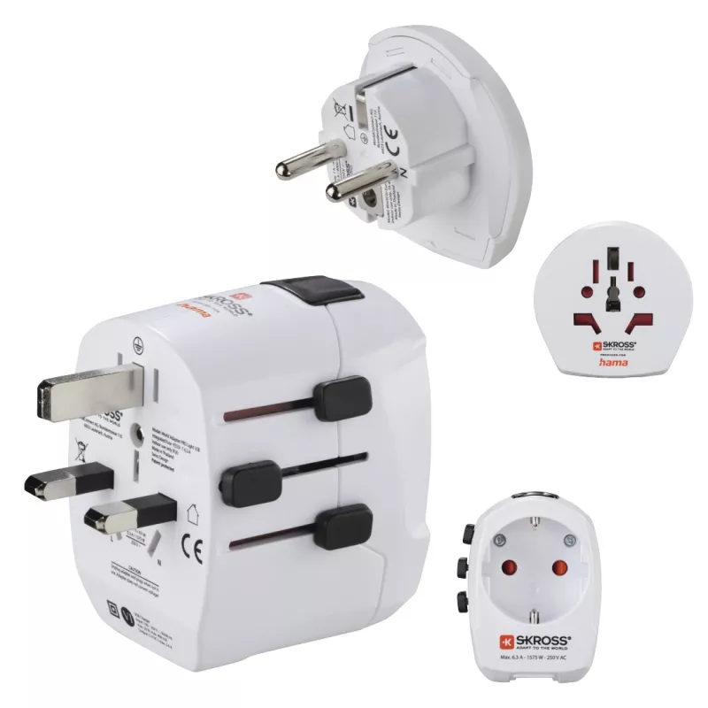 Hama World Travel Pro Light USB maitinimo adapteris universalus Baltas