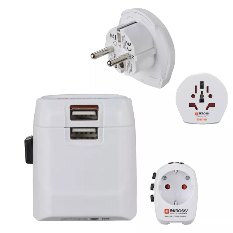 Hama World Travel Pro Light USB maitinimo adapteris universalus Baltas