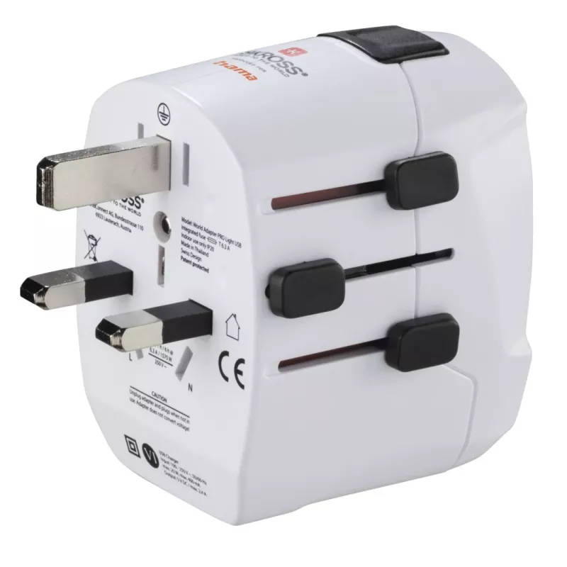 Hama World Travel Pro Light USB maitinimo adapteris universalus Baltas