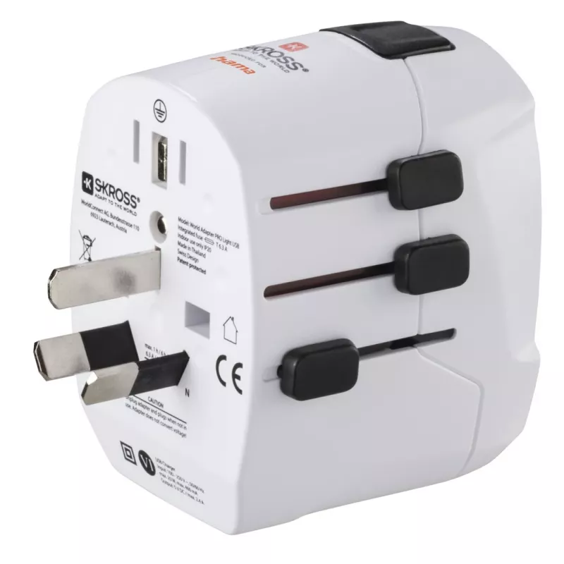 Hama World Travel Pro Light USB maitinimo adapteris universalus Baltas