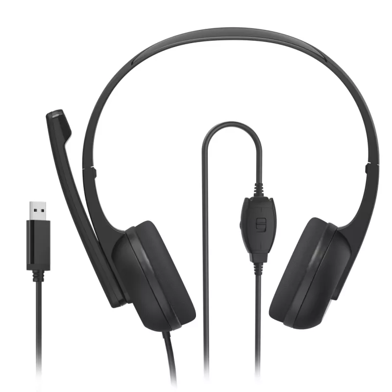 Hama HS-USB250 V2 ausinės su mikrofonu Laidinis Ant galvos Biurui/Skambučių centrui USB A tipo Juoda