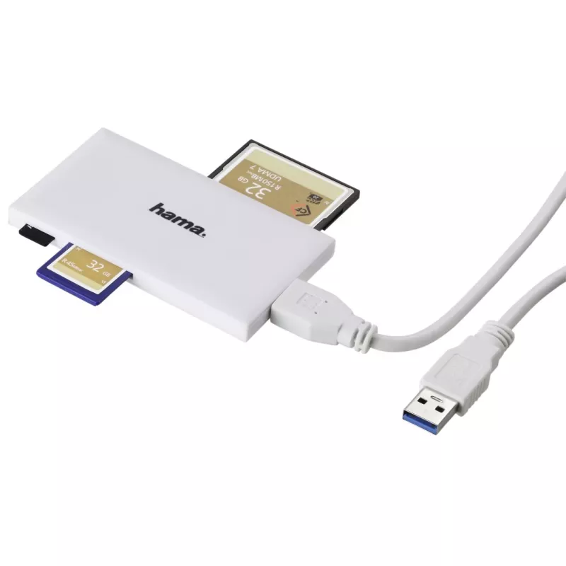 Hama USB 3.0 kelių kortelių skaitytuvas, SD/microSD/CF/MS, baltas