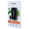 “Manhattan” USB-C dokas / šakotuvas, jungtys (x4): DisplayPort, DVI-I, HDMI arba VGA, pastaba: vienu metu galima naudoti tik vieną jungtį, išorinio maitinimo šaltinio nereikia, universalus visiems įrenginiams, kabelis 8 cm, juodas, trejų metų garantija