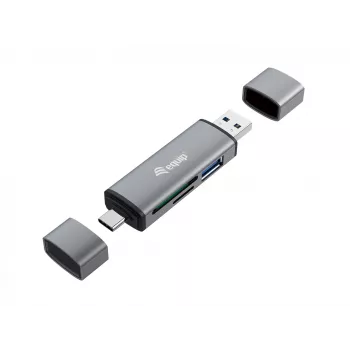 Equip Card Reader su USB 3.0 šakotuvu, OTG, MicroSD (TransFlash), MicroSDHC, SD, SDHC, Pilka, CE & RoHS, USB 3.2 Gen 1 (3.1 Gen 1) Type-A/Type-C, 202 mm, 12 mm