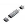 Equip Card Reader su USB 3.0 šakotuvu, OTG, MicroSD (TransFlash), MicroSDHC, SD, SDHC, Pilka, CE & RoHS, USB 3.2 Gen 1 (3.1 Gen 1) Type-A/Type-C, 202 mm, 12 mm