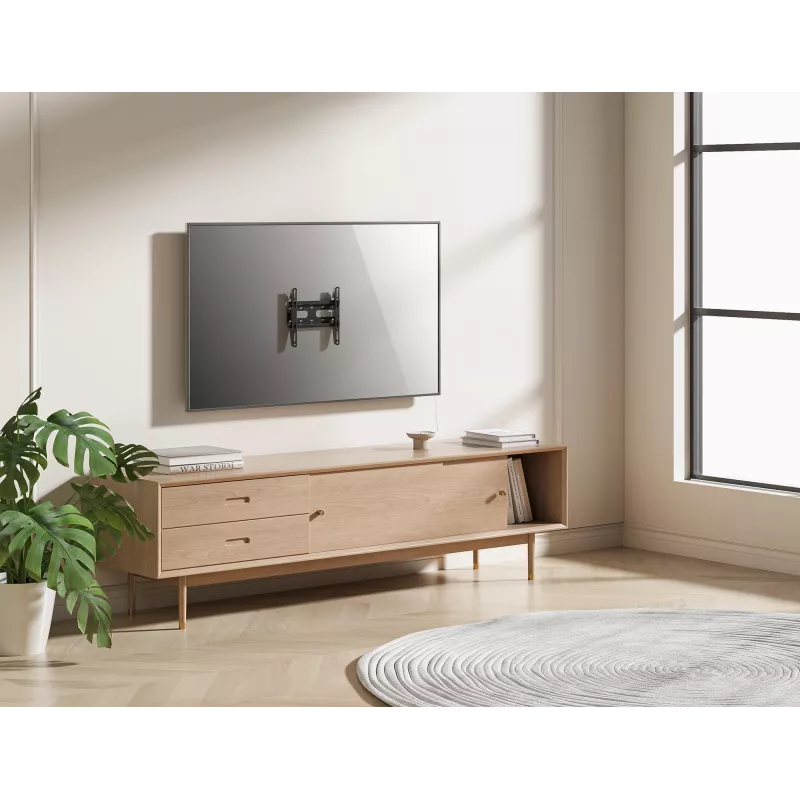 Manhattan sieninis laikiklis televizoriams ir monitoriams (fiksuotas, itin plonas), Ekranams nuo 23 iki 42 colių, VESA suderinamumas: visi tarp 75x75 mm ir 200x200 mm – patikrinkite keturių montavimo angų matmenis ekrano gale, kad užtikrintumėte tinkamumą, Maks. 45 kg, Juoda, Kronšteinas