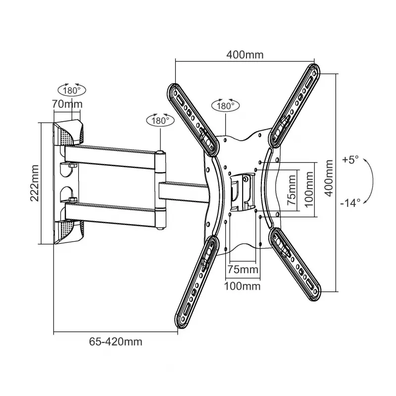 Equip 650407 23–55 colių lankstus TV sieninis laikiklis
