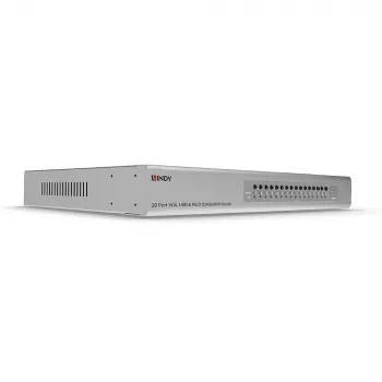 Lindy 16 prievadų VGA ir USB kombinuotas KVM komutatorius, montavimas į stovą, sidabrinis