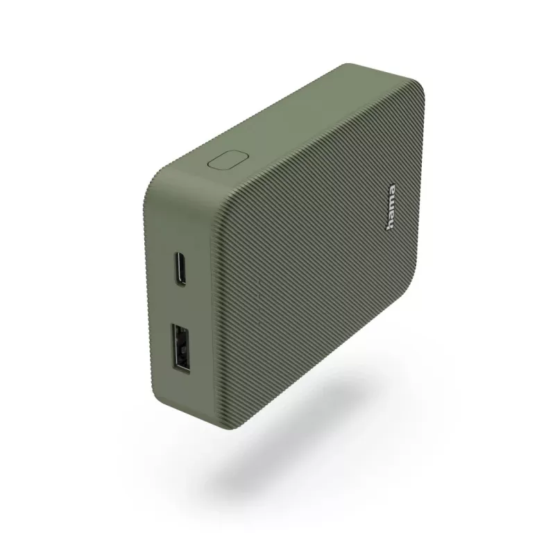 Hama Colour 10 išorinė baterija, 10000 mAh, 2 išvestys: USB-C, USB-A, žalia