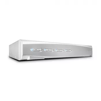 Lindy 4 portų DVI-I Single Link KVM jungiklis Pro, 2048 x 1536 pikselių, Full HD+, sidabrinis