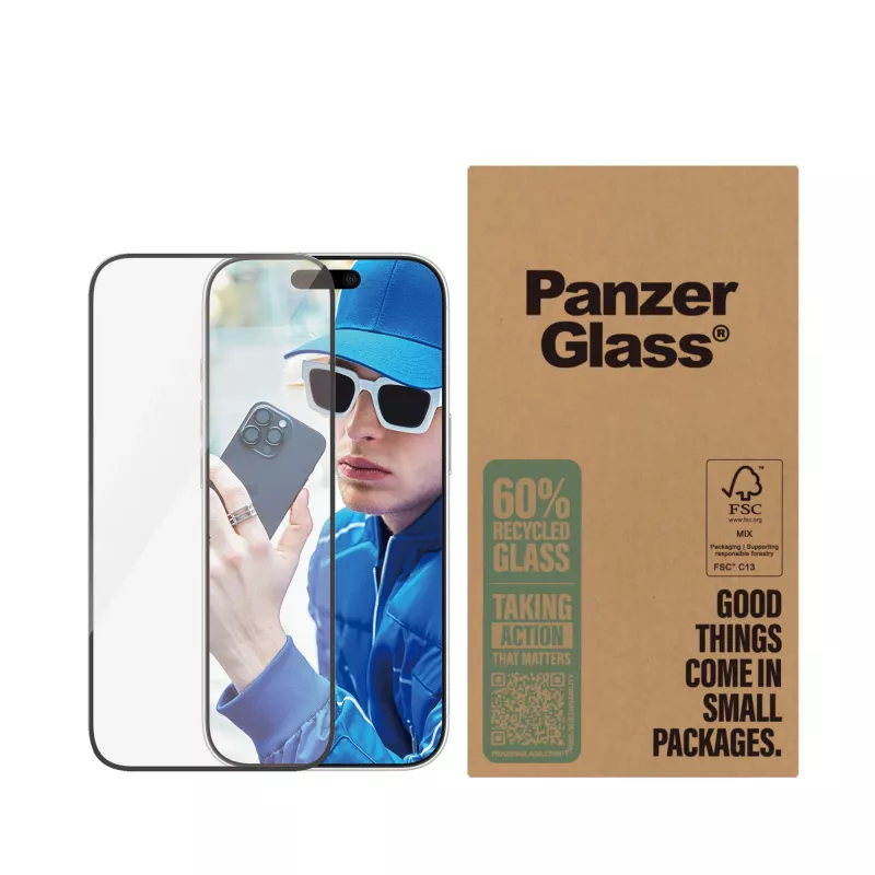 “PanzerGlass” apsauginis ekrano stiklas “iPhone 16 Pro” | Itin platus pritaikymas | DIDMENINĖ PAKUOTĖ