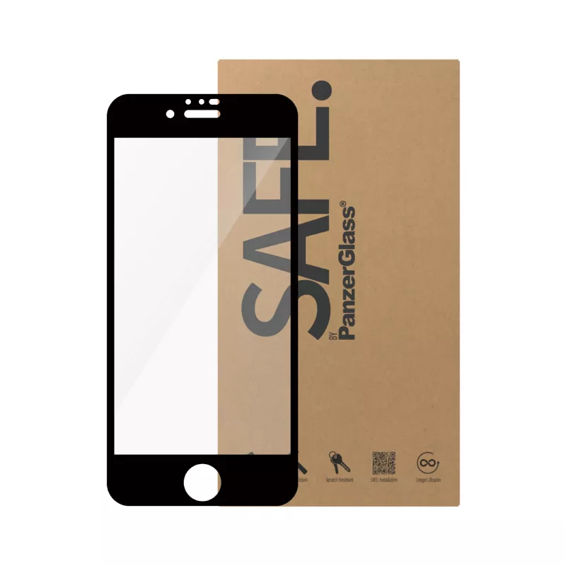 PanzerGlass SAFE. by ® ekrano apsauga iPhone SE (2020, 2022) | 8 | 7 | 6s | 6 | itin platus pritaikymas | DIDMENINĖ