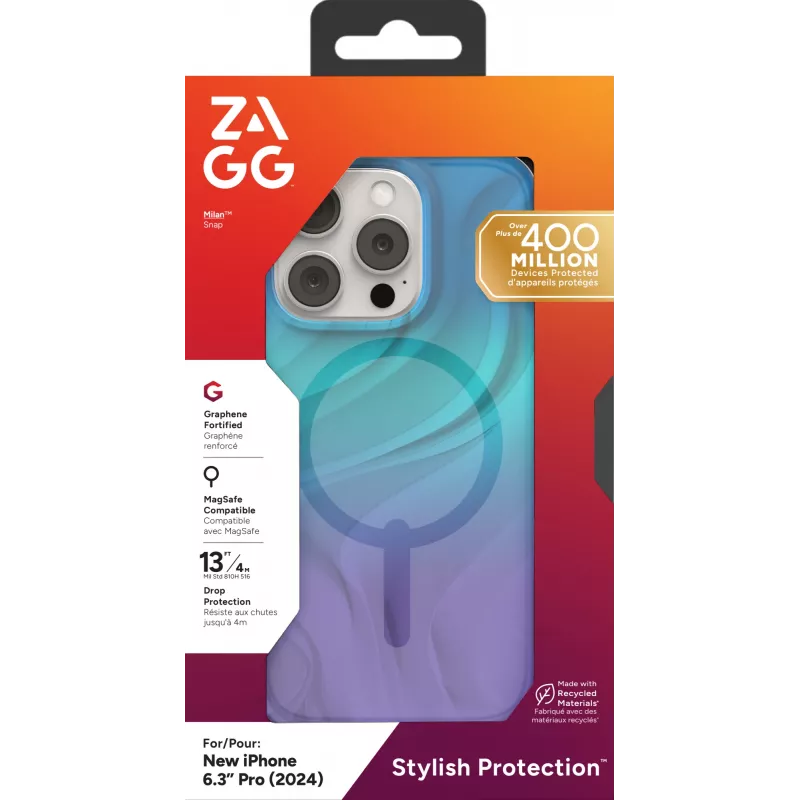 ZAGG Cases Milan Snap Apple iPhone 16 Pro Deep Aurora, Dėklas, Apple, iPhone 16 Pro, 16 cm (6,3 colių), Mėlyna, Violetinė