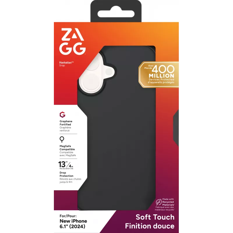 ZAGG Cases Manhattan Snap Apple iPhone 16 Juoda, Dėklas, Apple, iPhone 16, Juoda