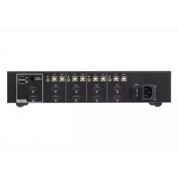 KVM jungiklis ATEN 4 prievadų USB HDMI dviejų ekranų saugus su CAC (4 kompiuteriai, 4K UHD 3840×2160)