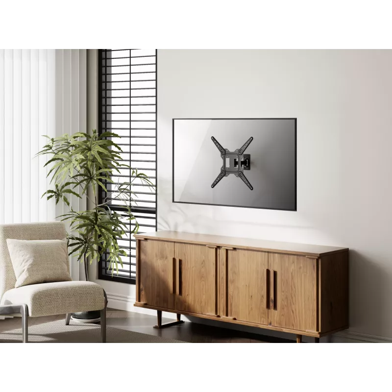 Equip 23-55 colių pilno judesio televizoriaus sieninis laikiklis, 100 x 100 mm, 400 x 400 mm, -8 - 5°, -90 - 90°, Nerūdijantis plienas, Juoda