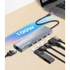 Manhattan USB-C dokas / stotelė, prievadai (x6): Ethernet, HDMI, USB-A (x3) ir USB-C, su Power Delivery (PD) 100 W – reikalingas išorinis USB-C įkroviklis (nepridedamas). Maitinamas per USB (nereikia išorinio maitinimo šaltinio), kai PD nenaudojamas