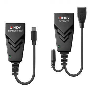 Lindy 100m USB 2.0 Type C Cat.6 prailgintuvas, tinklo siųstuvas ir imtuvas, 100 m, 480 Mbit/s, Cat5e, Cat6, CH317Q, CH9317, RTL8211E, juoda