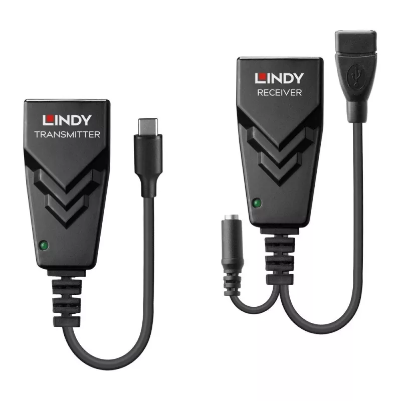 Lindy 100m USB 2.0 Type C Cat.6 prailgintuvas, tinklo siųstuvas ir imtuvas, 100 m, 480 Mbit/s, Cat5e, Cat6, CH317Q, CH9317, RTL8211E, juoda