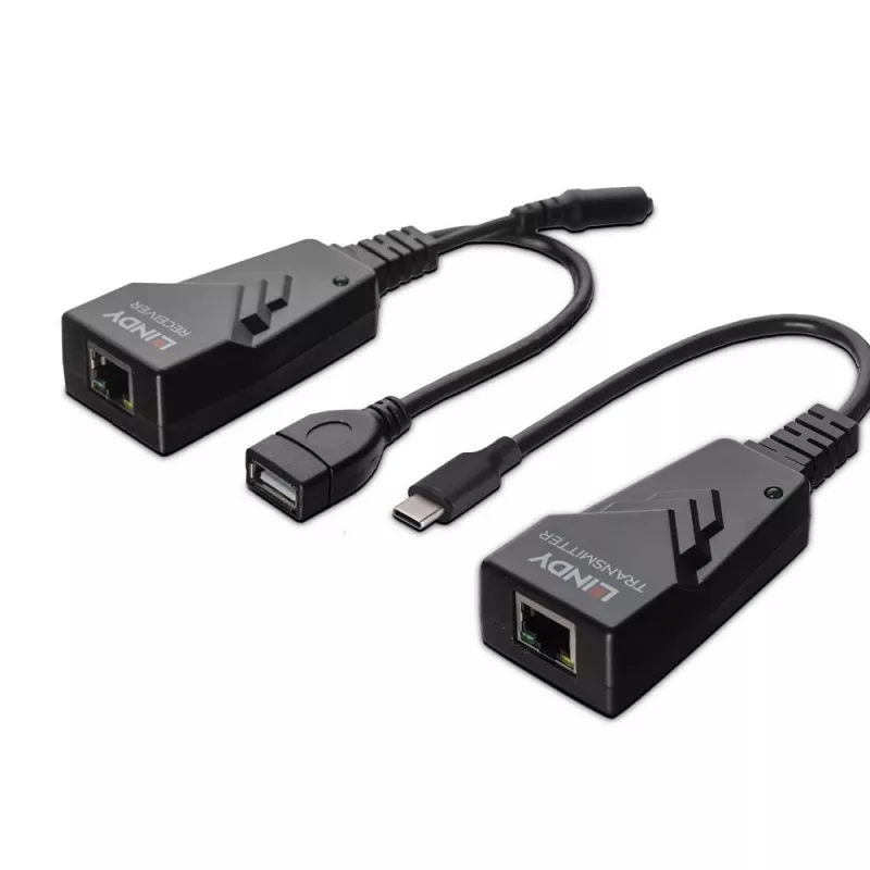 Lindy 100m USB 2.0 Type C Cat.6 prailgintuvas, tinklo siųstuvas ir imtuvas, 100 m, 480 Mbit/s, Cat5e, Cat6, CH317Q, CH9317, RTL8211E, juoda