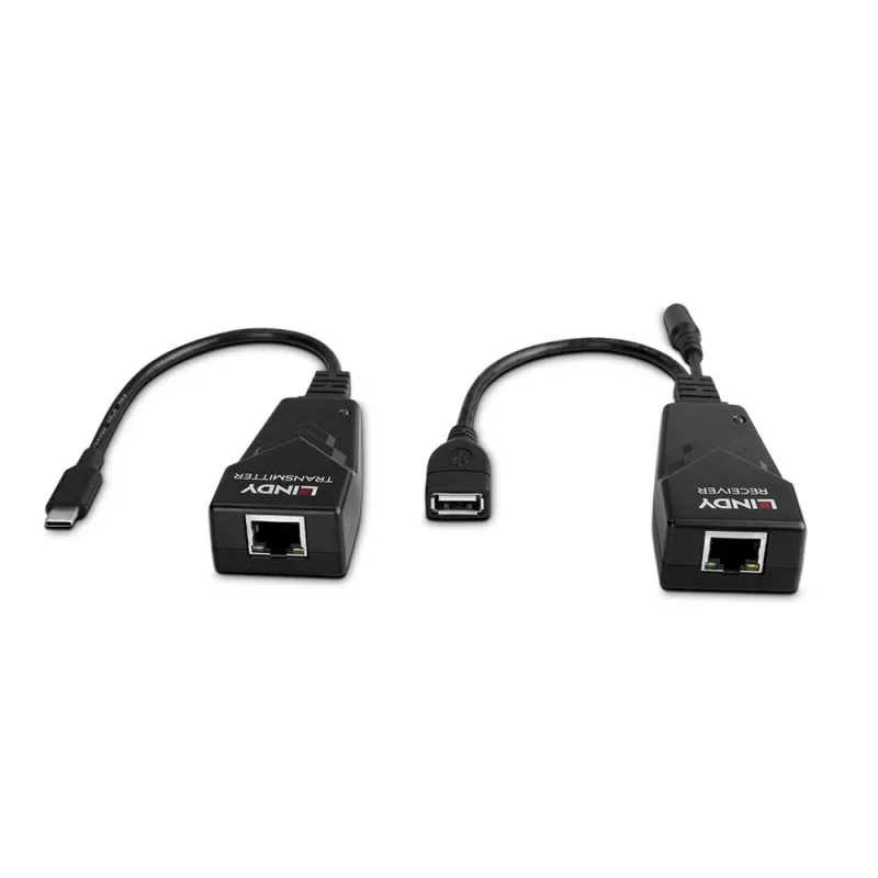 Lindy 100m USB 2.0 Type C Cat.6 prailgintuvas, tinklo siųstuvas ir imtuvas, 100 m, 480 Mbit/s, Cat5e, Cat6, CH317Q, CH9317, RTL8211E, juoda