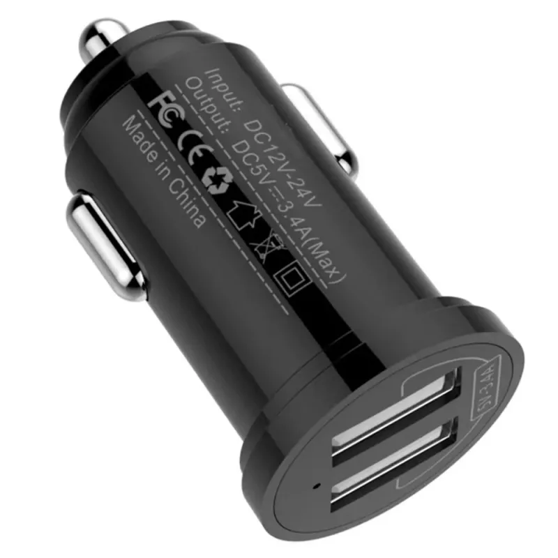 Techly Mini automobilinis kroviklis 2 USB-A prievadai 12 W / 2,4 A juodas, automobilinis, cigarečių žiebtuvėlio lizdas, 2,4 A, juodas