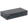 Manhattan USB-A 7 prievadų pramoninis šakotuvas, 7x USB-A prievadai, 5 Gbps (USB 3.2 Gen1, dar vadinamas USB 3.0), 20 kV ESD apsauga, kintamosios srovės, magistralės ir gnybtų bloko maitinimo parinktys, DIN bėgelis, tvirtinamas prie sienos, metalinis korpusas, varžtų užrakto saugumas