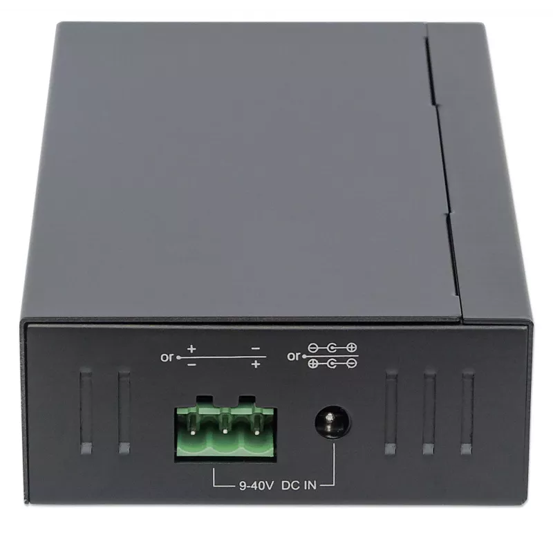 Manhattan USB-A 7 prievadų pramoninis šakotuvas, 7x USB-A prievadai, 5 Gbps (USB 3.2 Gen1, dar vadinamas USB 3.0), 20 kV ESD apsauga, kintamosios srovės, magistralės ir gnybtų bloko maitinimo parinktys, DIN bėgelis, tvirtinamas prie sienos, metalinis korpusas, varžtų užrakto saugumas
