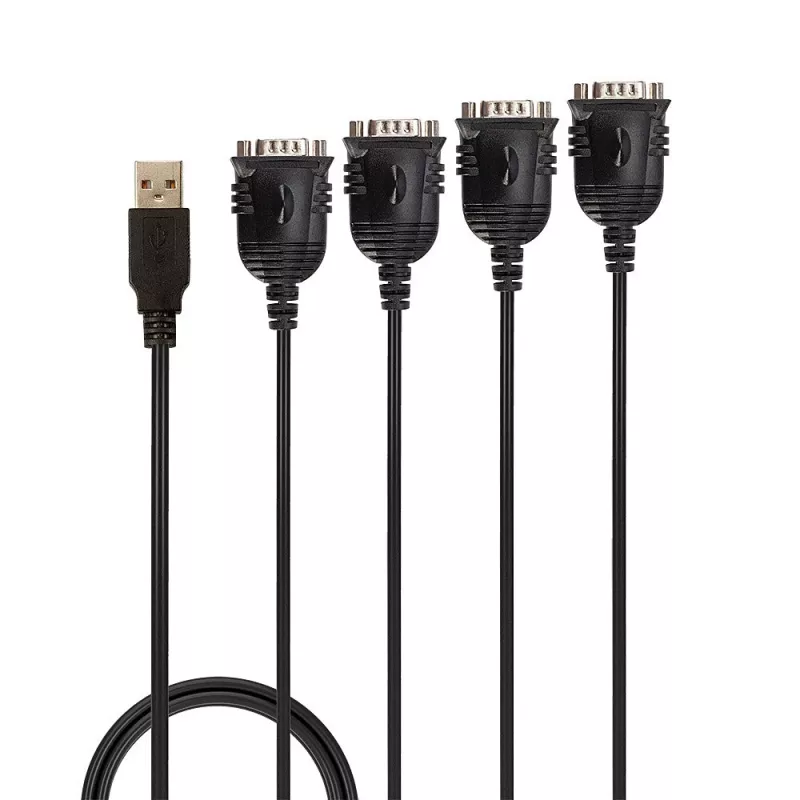 “Lindy” USB į 4 prievadų nuosekliosios sąsajos keitiklis, juodas, 0,94 m, USB tipo A, DB-9, kištukas, kištukas