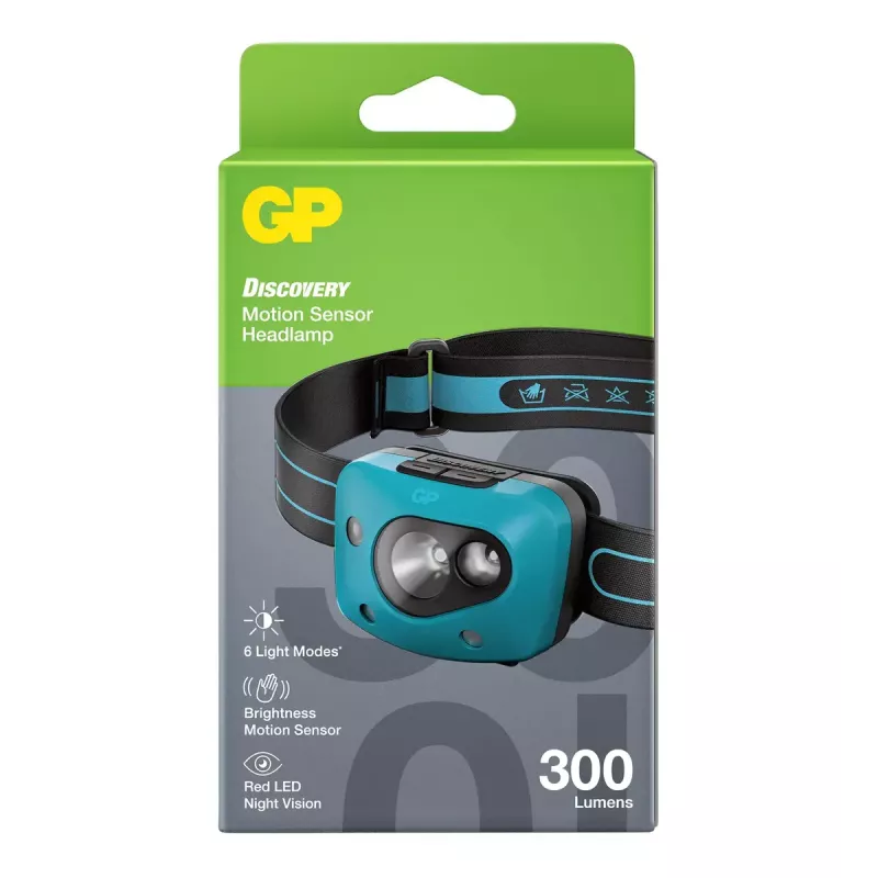Ant galvos tvirtinamas žibintuvėlis GP Lighting Discovery Teal LED 300 lm IPX4