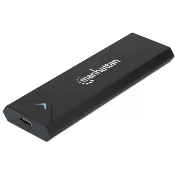Manhattan M.2 NVMe SSD korpusas, USB-C patelė jungtis, 10 Gbps (USB 3.2 Gen2, dar žinomas kaip USB 3.1), palaiko UASP, SuperSpeed+ USB, aliuminis, juodas, trejų metų garantija