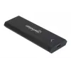 Manhattan M.2 NVMe SSD korpusas, USB-C patelė jungtis, 10 Gbps (USB 3.2 Gen2, dar žinomas kaip USB 3.1), palaiko UASP, SuperSpeed+ USB, aliuminis, juodas, trejų metų garantija