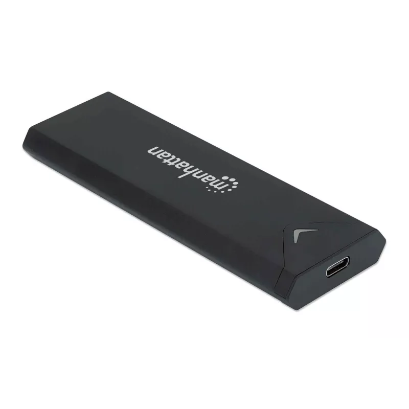 Manhattan M.2 NVMe SSD korpusas, USB-C patelė jungtis, 10 Gbps (USB 3.2 Gen2, dar žinomas kaip USB 3.1), palaiko UASP, SuperSpeed+ USB, aliuminis, juodas, trejų metų garantija
