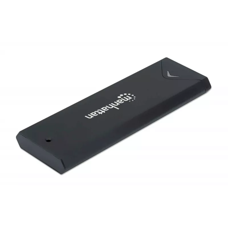 Manhattan M.2 NVMe SSD korpusas, USB-C patelė jungtis, 10 Gbps (USB 3.2 Gen2, dar žinomas kaip USB 3.1), palaiko UASP, SuperSpeed+ USB, aliuminis, juodas, trejų metų garantija