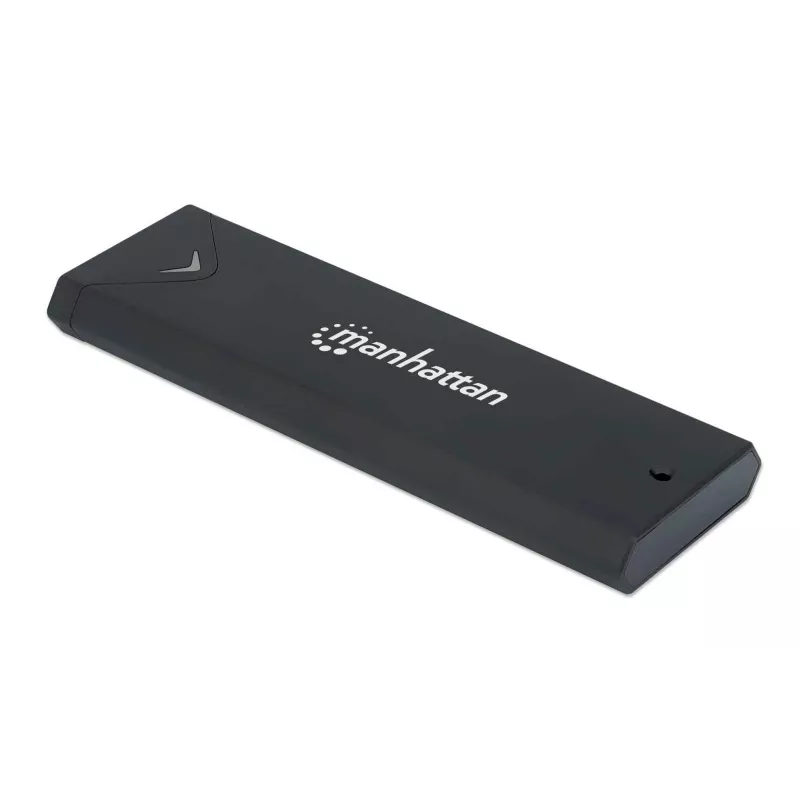 Manhattan M.2 NVMe SSD korpusas, USB-C patelė jungtis, 10 Gbps (USB 3.2 Gen2, dar žinomas kaip USB 3.1), palaiko UASP, SuperSpeed+ USB, aliuminis, juodas, trejų metų garantija