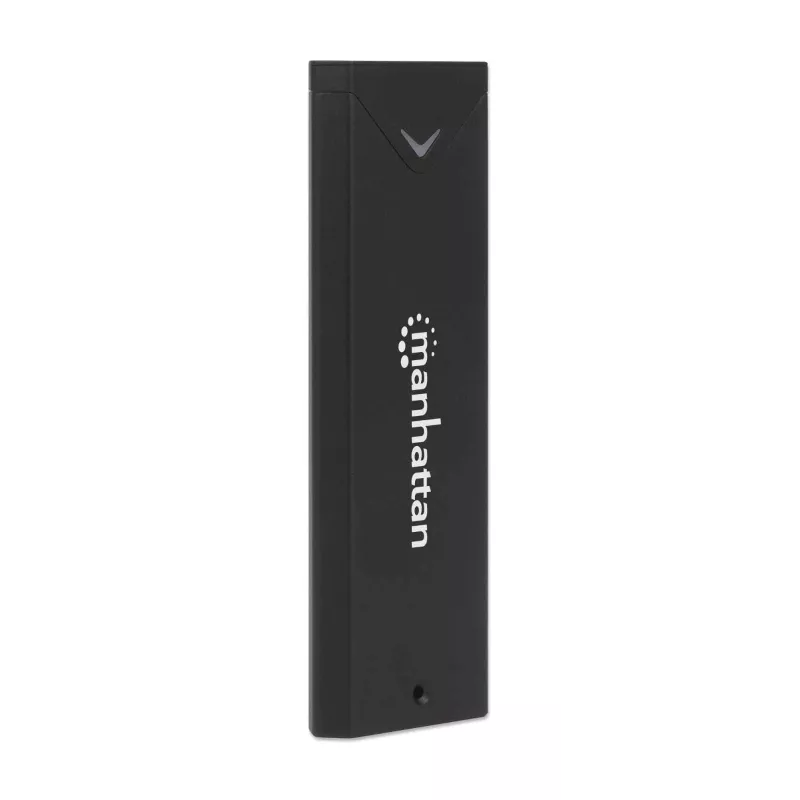 Manhattan M.2 NVMe SSD korpusas, USB-C patelė jungtis, 10 Gbps (USB 3.2 Gen2, dar žinomas kaip USB 3.1), palaiko UASP, SuperSpeed+ USB, aliuminis, juodas, trejų metų garantija