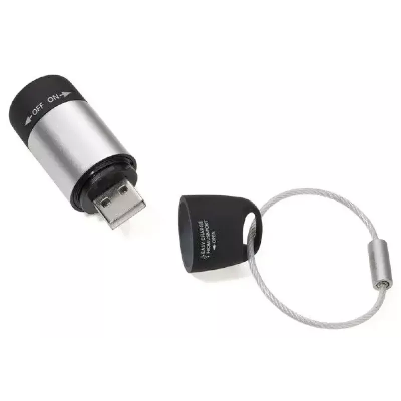 Raktų pakabuko žibintuvėlis TROIKA ECO CHARGE juodas pilkas LED USB
