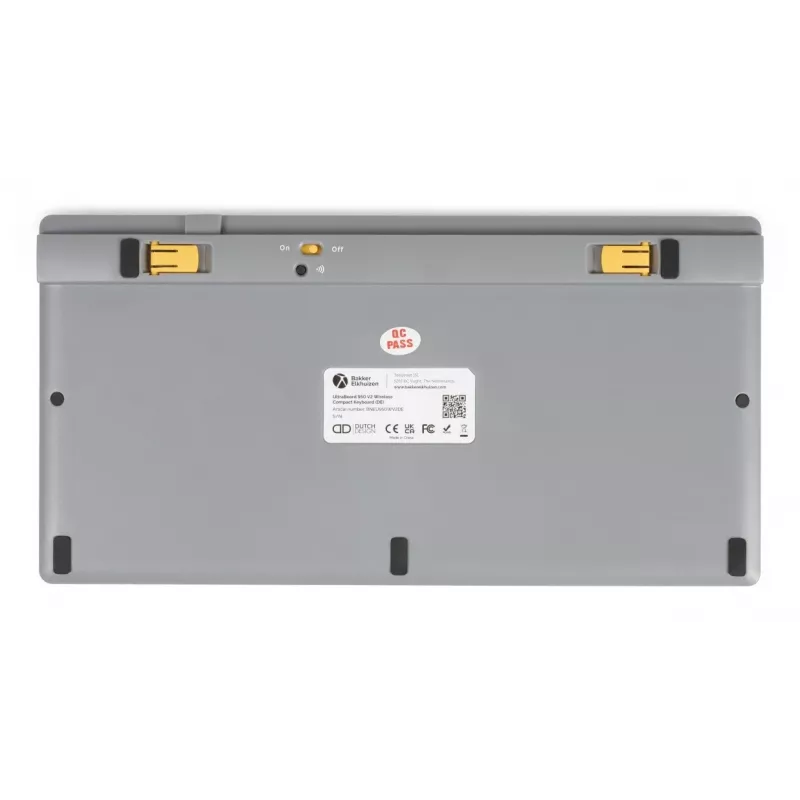 BakkerElkhuizen UltraBoard 950 V2 Wireless UK Qwerty, Tenkeyless (80–87 %), laidinė ir belaidė, USB + Bluetooth, žirklinis klavišų mechanizmas, QWERTY, tamsiai pilka, šviesiai pilka