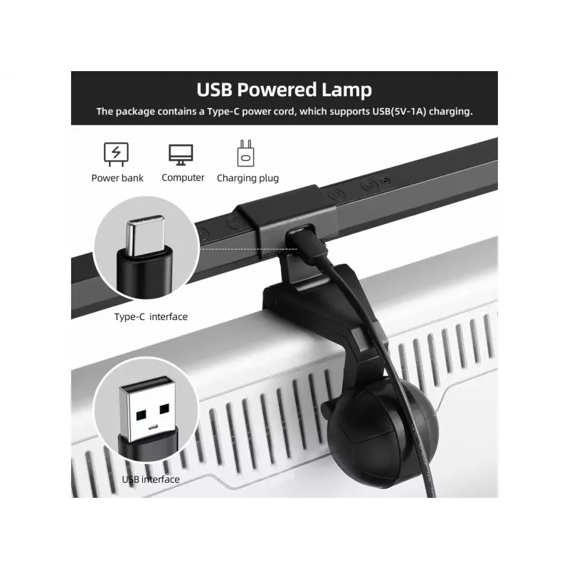 Equip monitoriaus USB LED lempa su jutikliniu valdymu