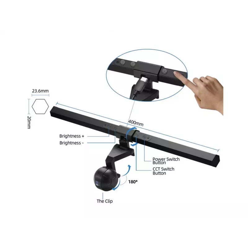 Equip monitoriaus USB LED lempa su jutikliniu valdymu