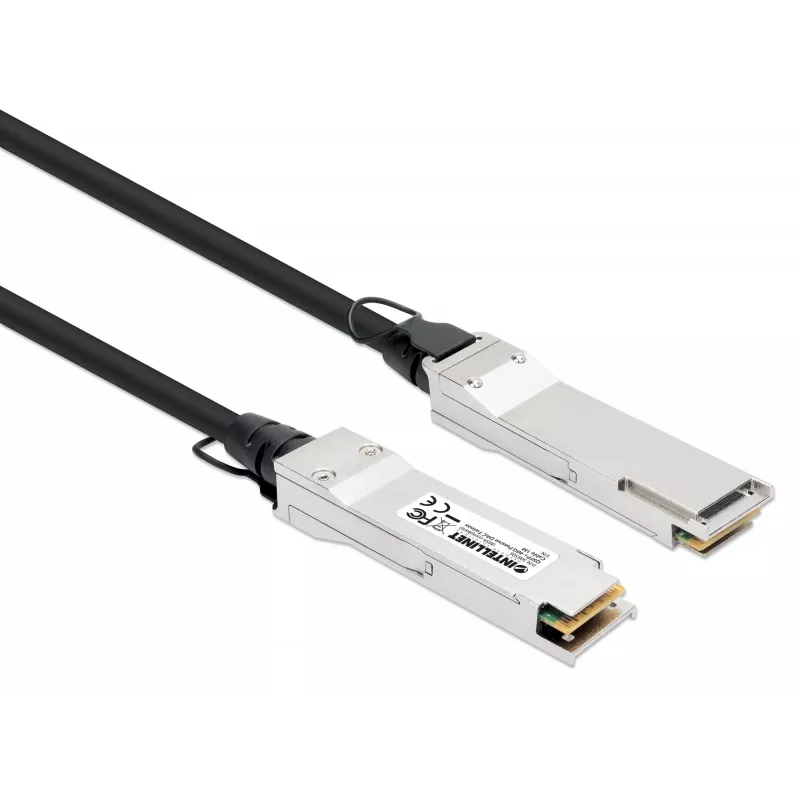 Intellinet 1 m 40G QSFP+ pasyvus tiesioginio prijungimo varinis Twinax kabelis 30AWG MSA QSFP-H40G-CU1M suderinamas