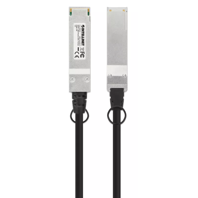 Intellinet 1 m 40G QSFP+ pasyvus tiesioginio prijungimo varinis Twinax kabelis 30AWG MSA QSFP-H40G-CU1M suderinamas