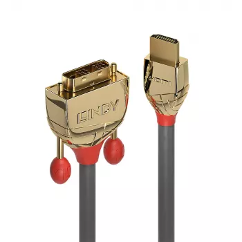 Lindy 5 m HDMI į DVI-D kabelis, Gold Line, 5 m, HDMI A tipo (standartinis), DVI-D, vyriškas, vyriškas, auksinis