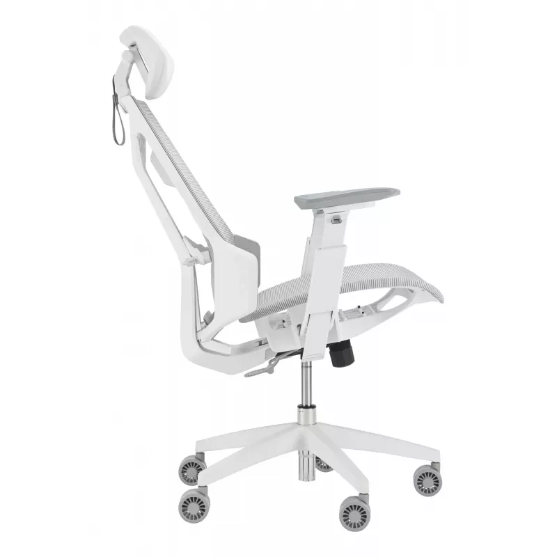 Kompiuterinė žaidimų kėdė Asus ROG Destrier Ergo Core White — tinklinė sėdynė, maks. apkrova 136 kg, plotis 720 mm, gylis 840 mm, aukštis 129–137,5 cm