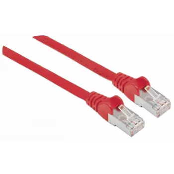 “Intellinet” tinklo komutacinis kabelis, Cat7 laidas / Cat6A kištukai, 2 m, raudonas, varinis, S/FTP, LSOH / LSZH, PVC, RJ45, paauksuoti kontaktai, bekabliškas, su apsaugine mova, garantija visam eksploatavimo laikui