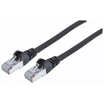 Intellinet tinklo komutacinis kabelis, Cat7 laidas/Cat6A jungtys, 1,5 m, juodas, varis, S/FTP, LSOH / LSZH, PVC, RJ45, auksu dengti kontaktai, neužsikabinantis, su apsauginiu gaubteliu, garantija visam eksploatavimo laikotarpiui