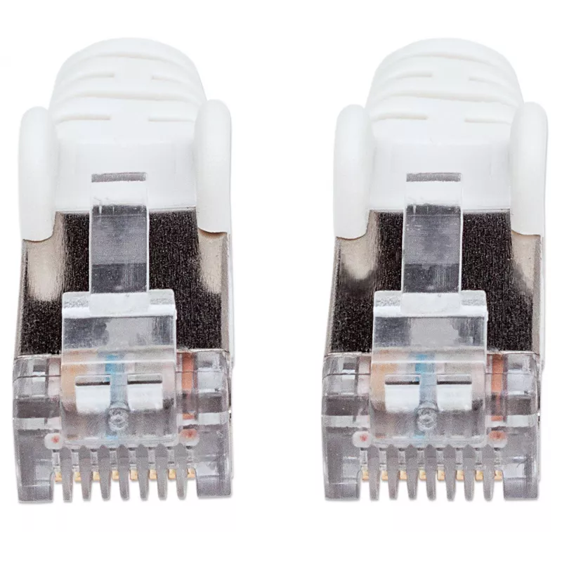 “Intellinet” tinklo kabelis, Cat6, 5 m, baltas, varis, S/FTP, LSOH / LSZH, PVC, RJ45, auksuoti kontaktai, nesikabinantis, su apsaugine mova, garantija visam laikui